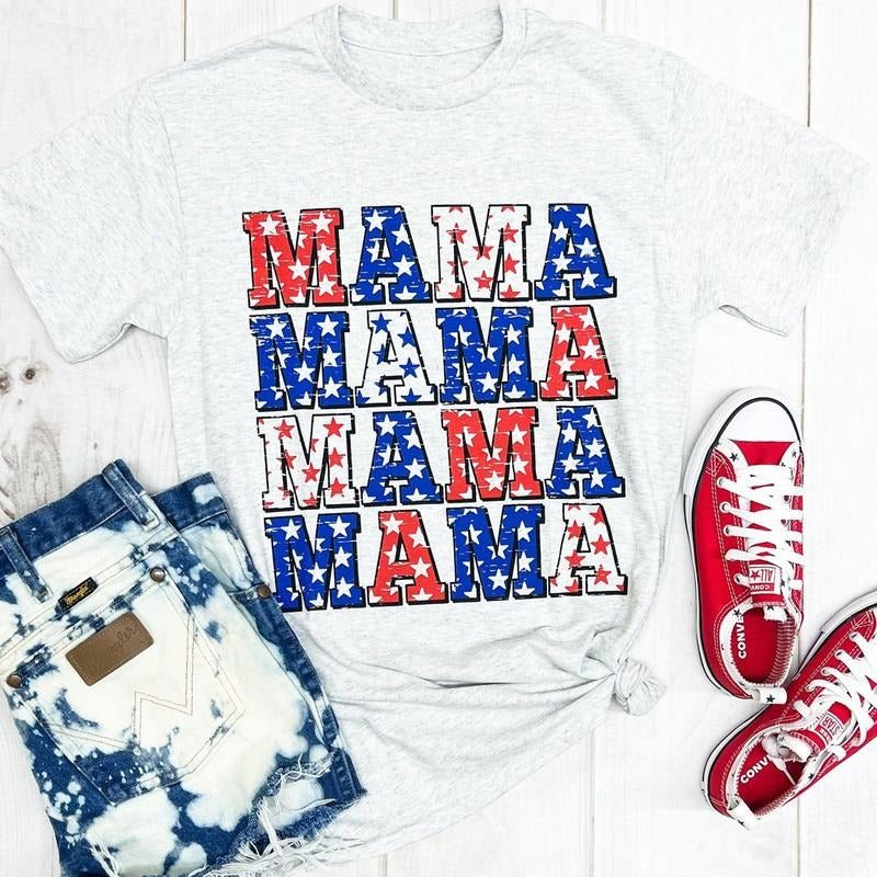 Patriotic Mama USA Flag Graphic Tee