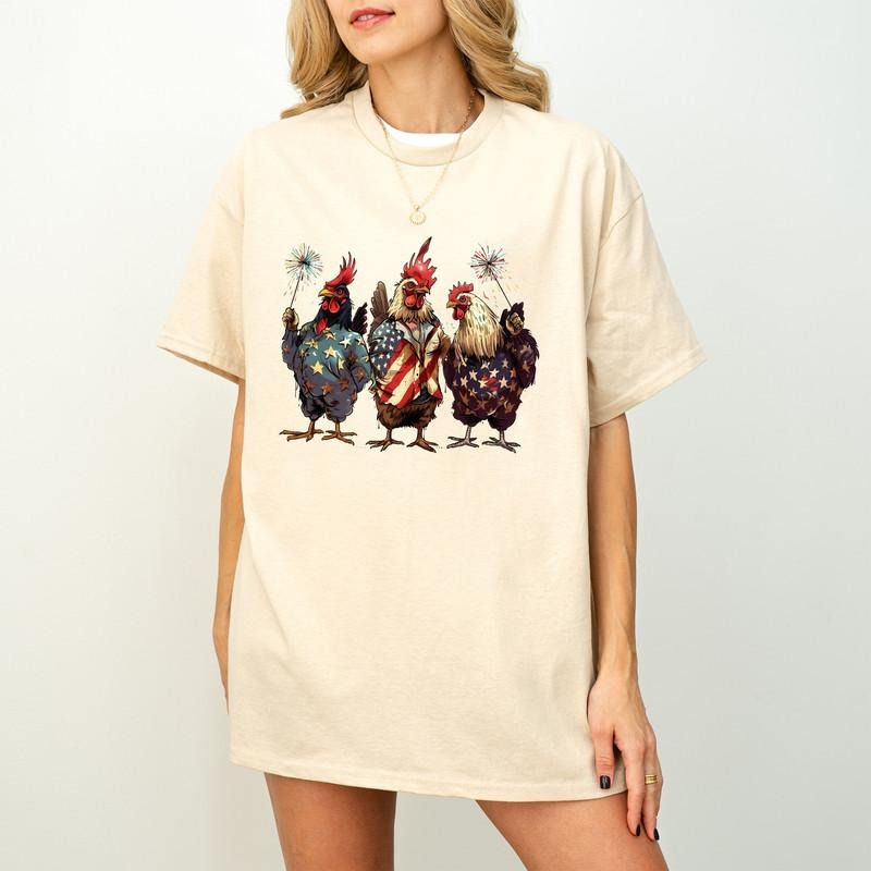 Patriotic USA Chicken Shirt, Retro American 4th Of July Shirt, Independence Day Design, Patriotic Shirt, Retro American Shirt