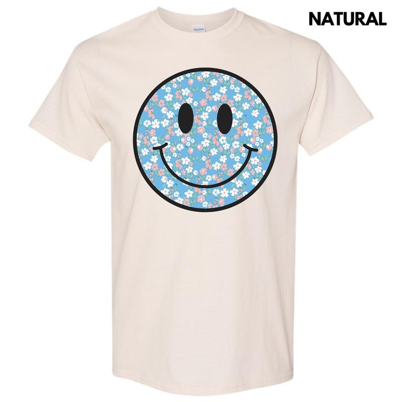 Peachy Blooms Happy Face Gildan Short Sleeve T-Shirt 'NLB' Hoodie, Sweatshirt | InkThreadWorks.com
