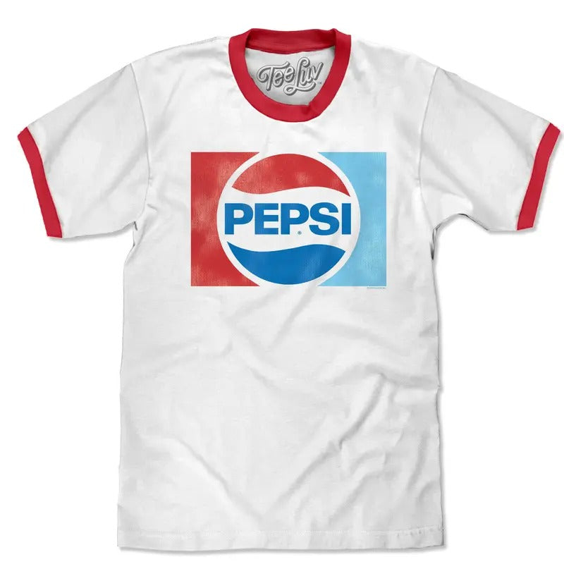 Pepsi Ringer T-Shirt - White and Red Hoodie, Sweatshirt | InkThreadWorks.com