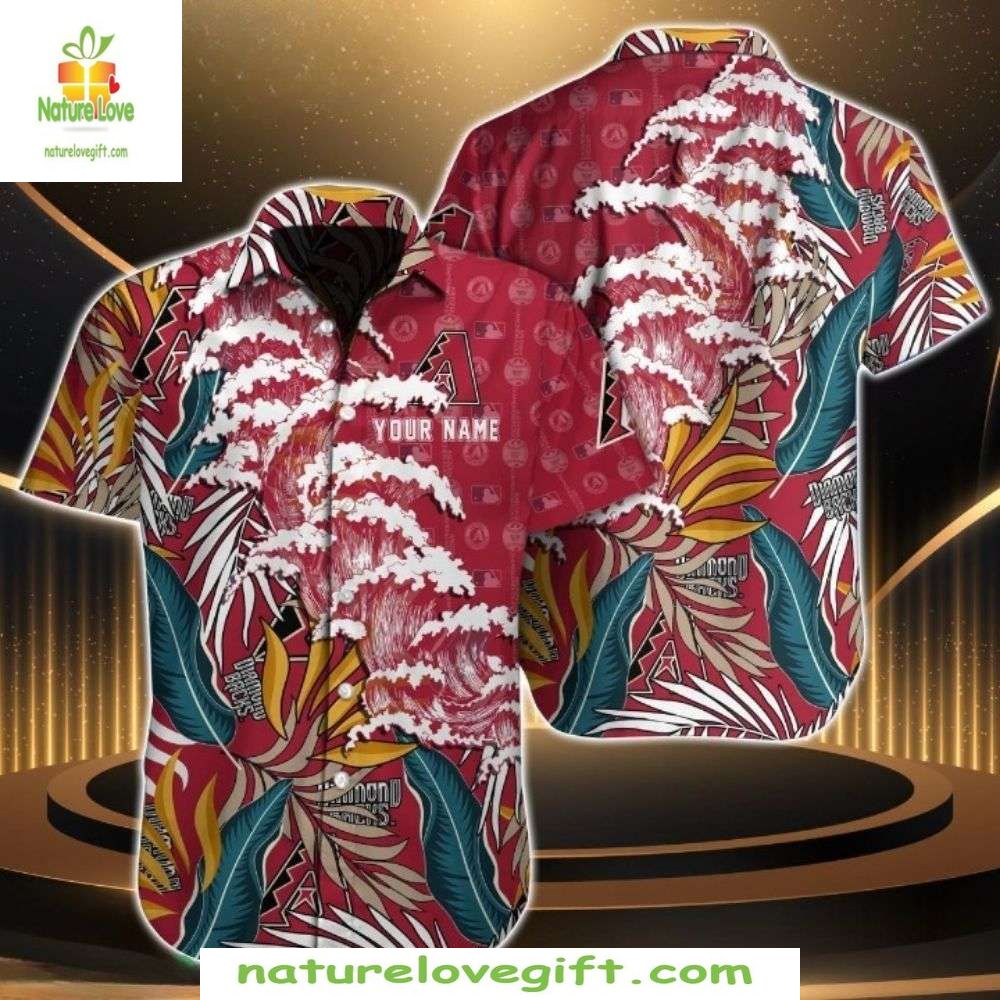 Arizona Diamondbacks Hawaiian Shirt MLB Baseball Apparel Crimson Wave
