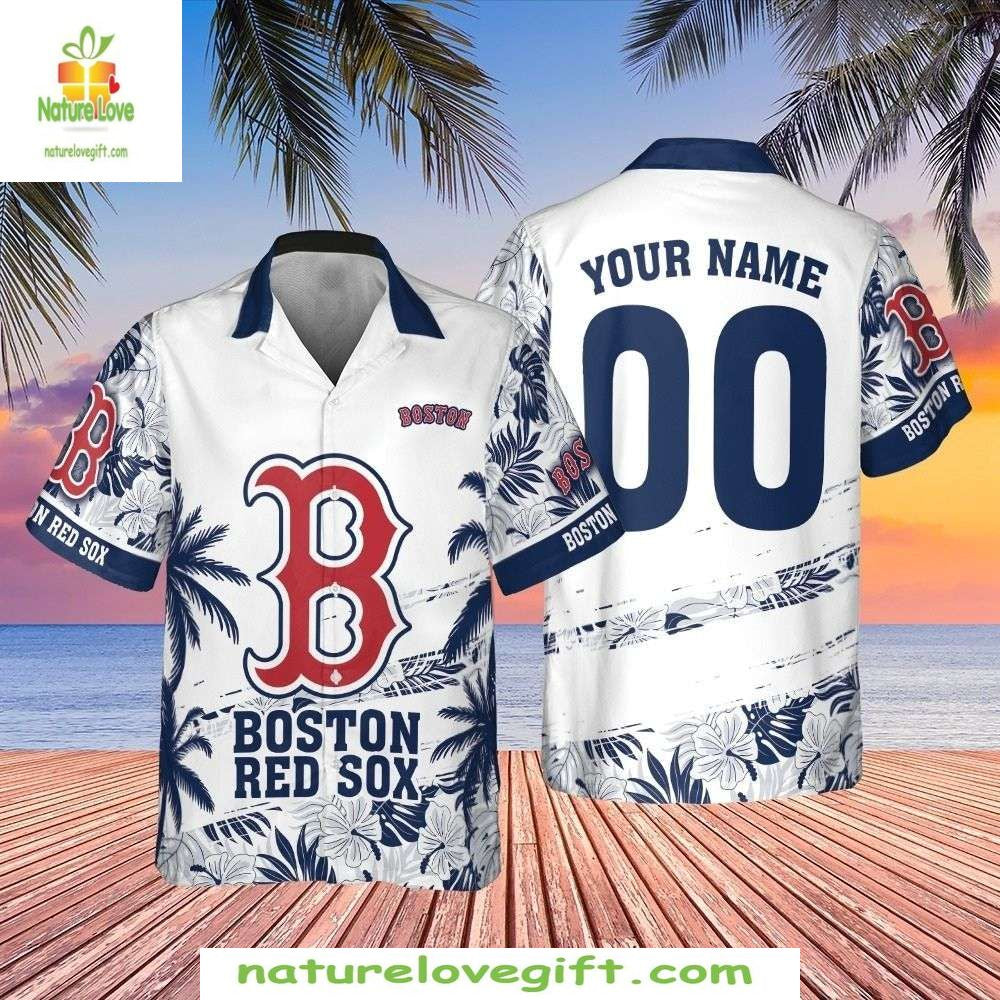 Boston Red Sox Hawaiian Shirt Custom Name Flower Pattern MLB Baseball Apparel