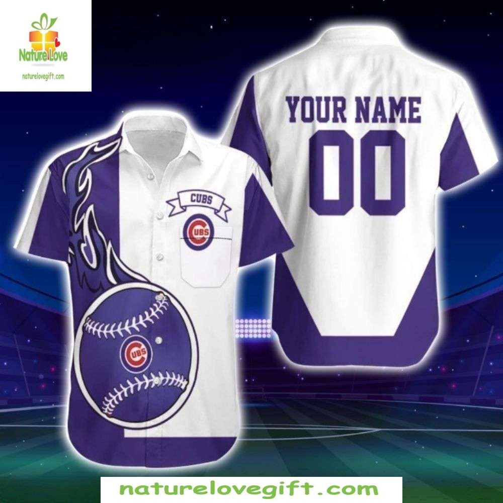 Chicago Cubs Hawaiian Shirt Personalized Purple Pinstripe Baseball Apparel
