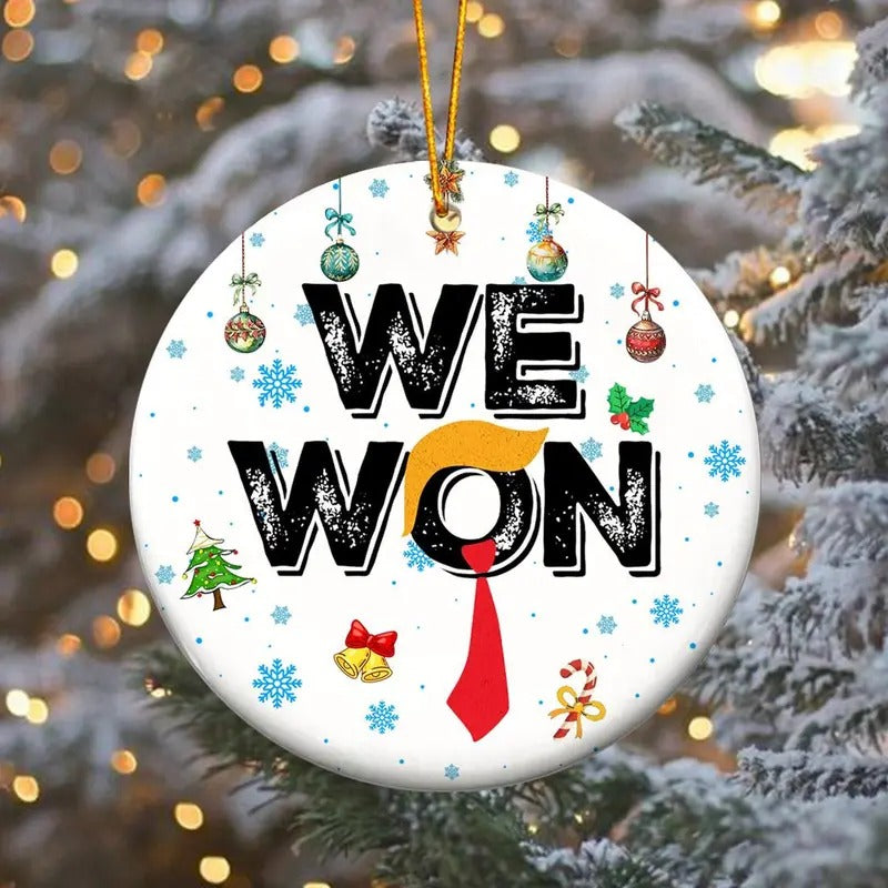 Personalized Trump Ceramic Christmas Ornament - WE WON - Congratulations on Trump's victory, Gift For Lover Trump, Trump...