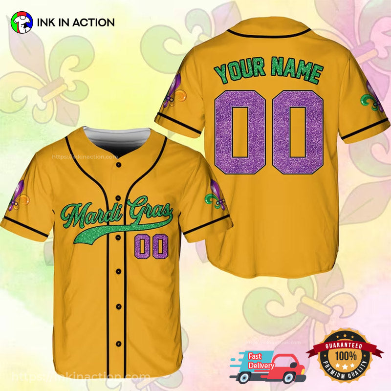 Personalized Carnival Mardi Gras Baseball Jersey No.3