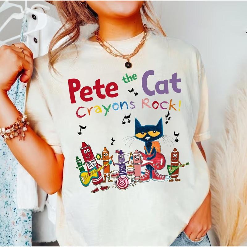 Pet.e The Cat Crayons Rock Shirt, The Cool Cat Back To School, Children's Book Gift, Groovy Cat Sweatshirt, Kindergarten...