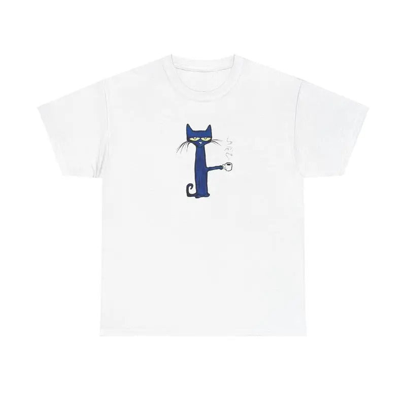 Pete the Cat coffee shirt, Cat & Coffee Tee, Cozy Casual Gift Hoodie, Sweatshirt | InkThreadWorks.com