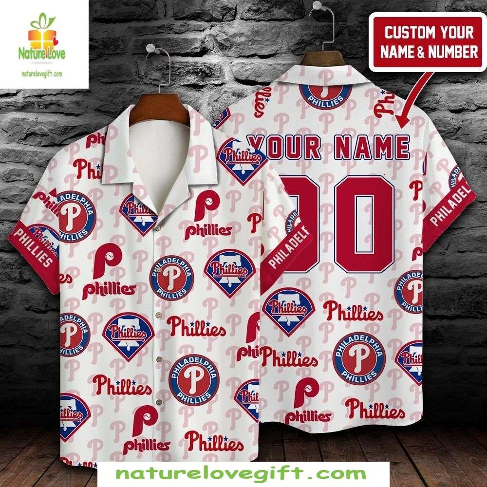 MLB Hawaiian Shirt Philadelphia Phillies Fan Red White Stylish Baseball Apparel