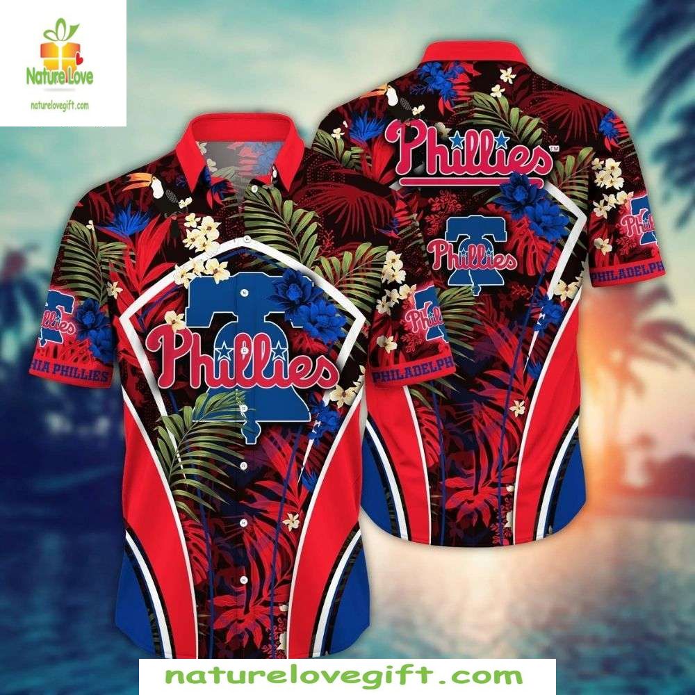 Philadelphia Phillies Hawaiian Shirt Floral Stripe Rally Red Baseball Apparel