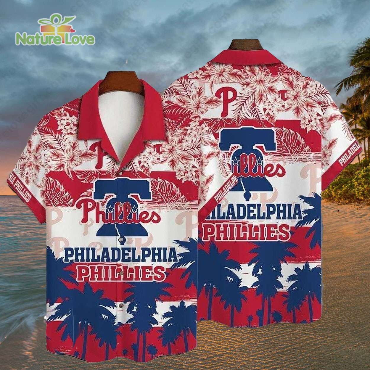 Philadelphia Phillies Tropical Hibiscus Palm MLB Hawaiian Shirt