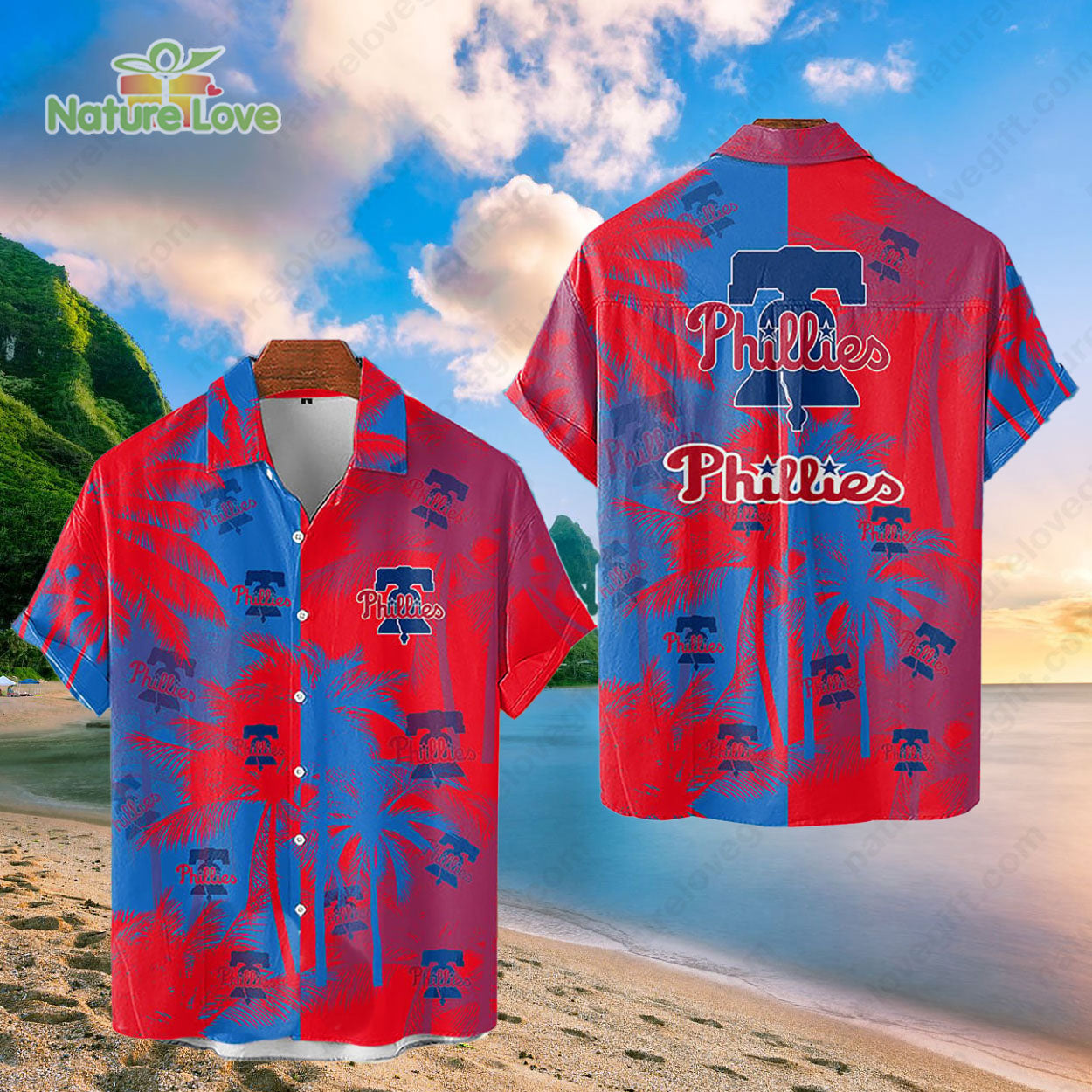Philadelphia Phillies Tropical Palm Trees MLB Hawaiian Shirt