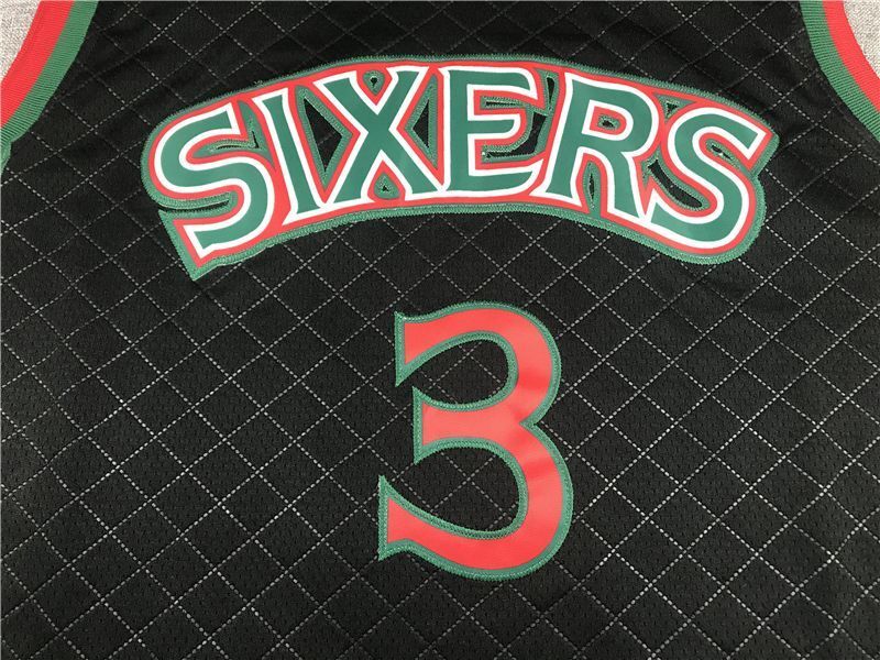 Philadelphia 76ers #3 Allen Iverson 76 3 Plaid Retro Black Style 1