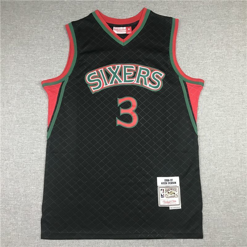 Philadelphia 76ers #3 Allen Iverson 76 3 Plaid Retro Black Style 4