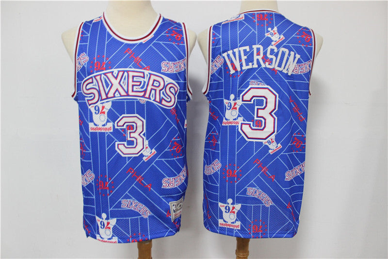 Philadelphia 76ers #3 Allen Iverson 76 3 # Blue Edition Limited Retro Jersey --hwc jersey tear up pack Swingman Jersey