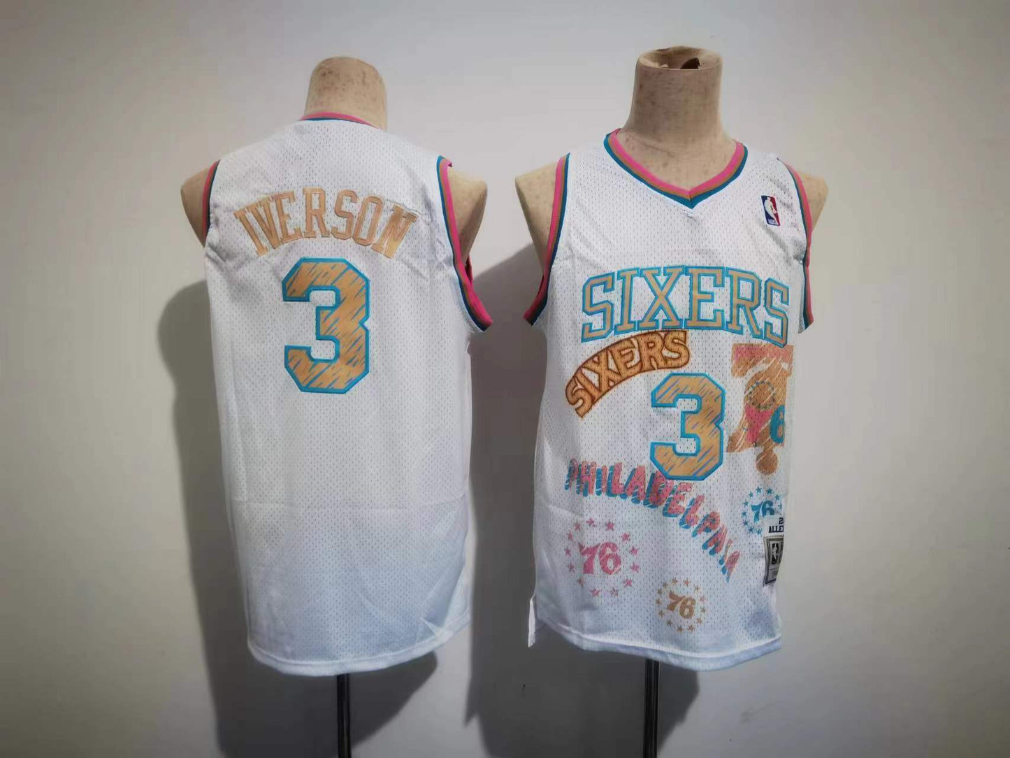 Philadelphia 76ers #3 Iverson Sketching version jersey white