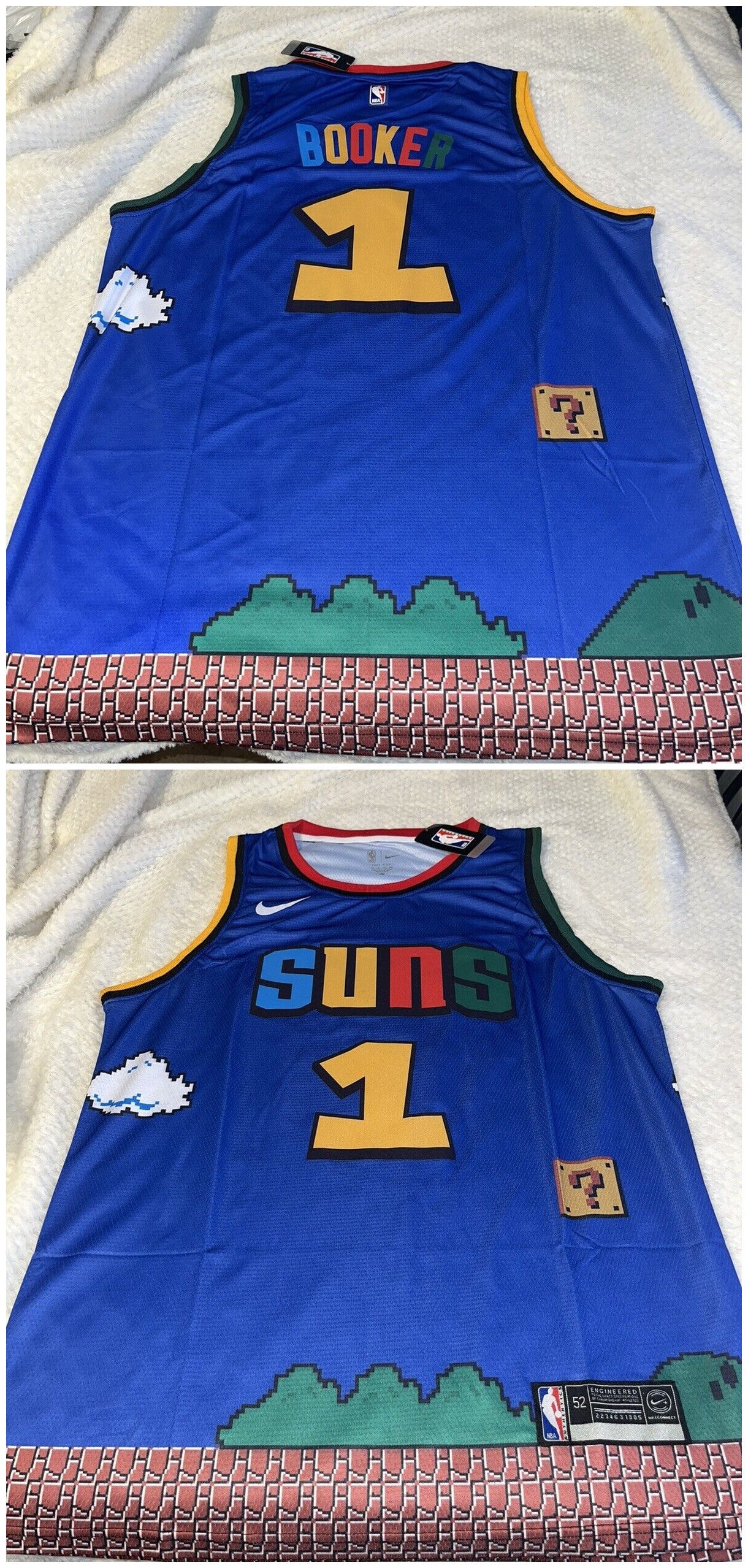 Phoenix Suns #1 Devin Booker Purple Print Basketball Jersey