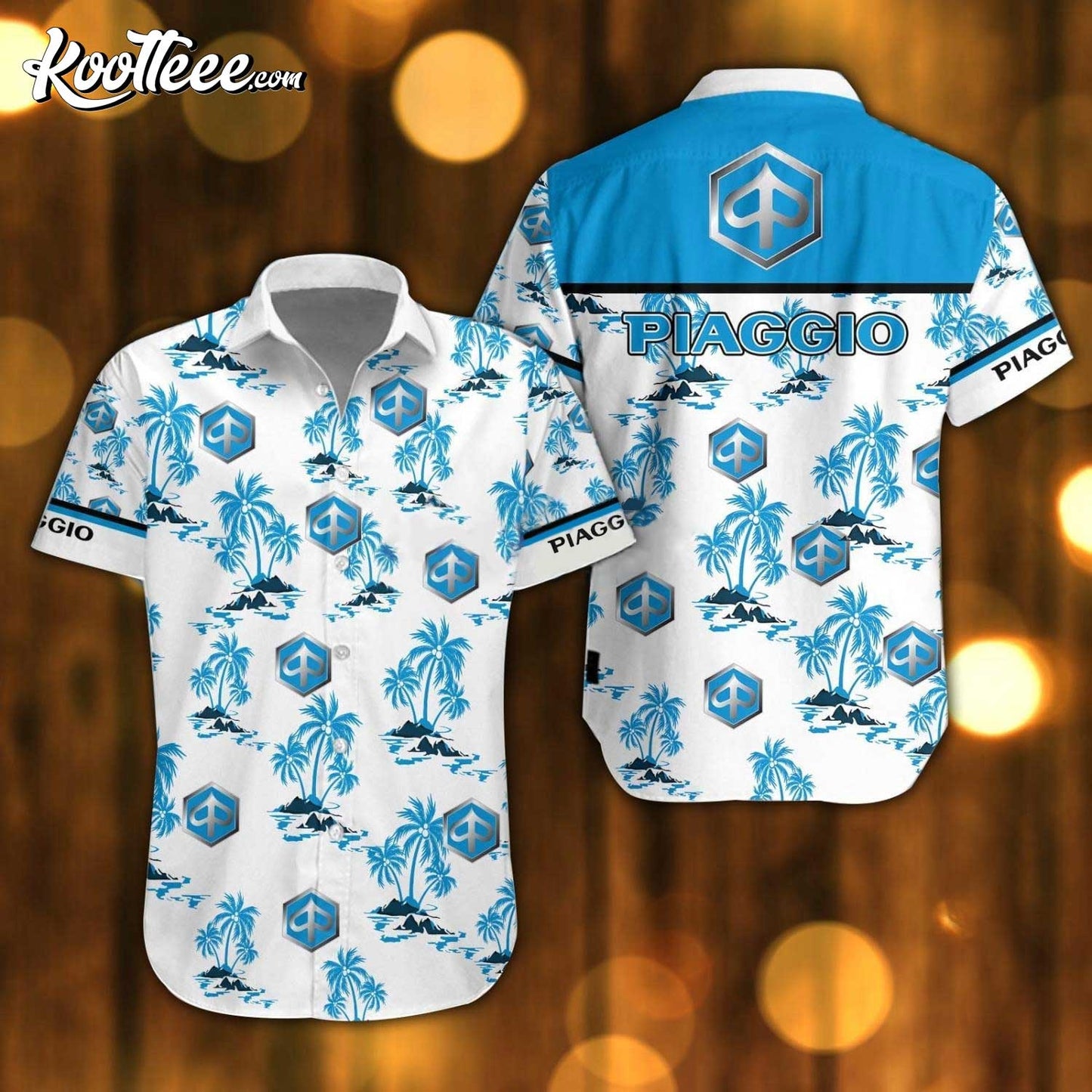 Piaggio Logo White Hawaiian Shirt