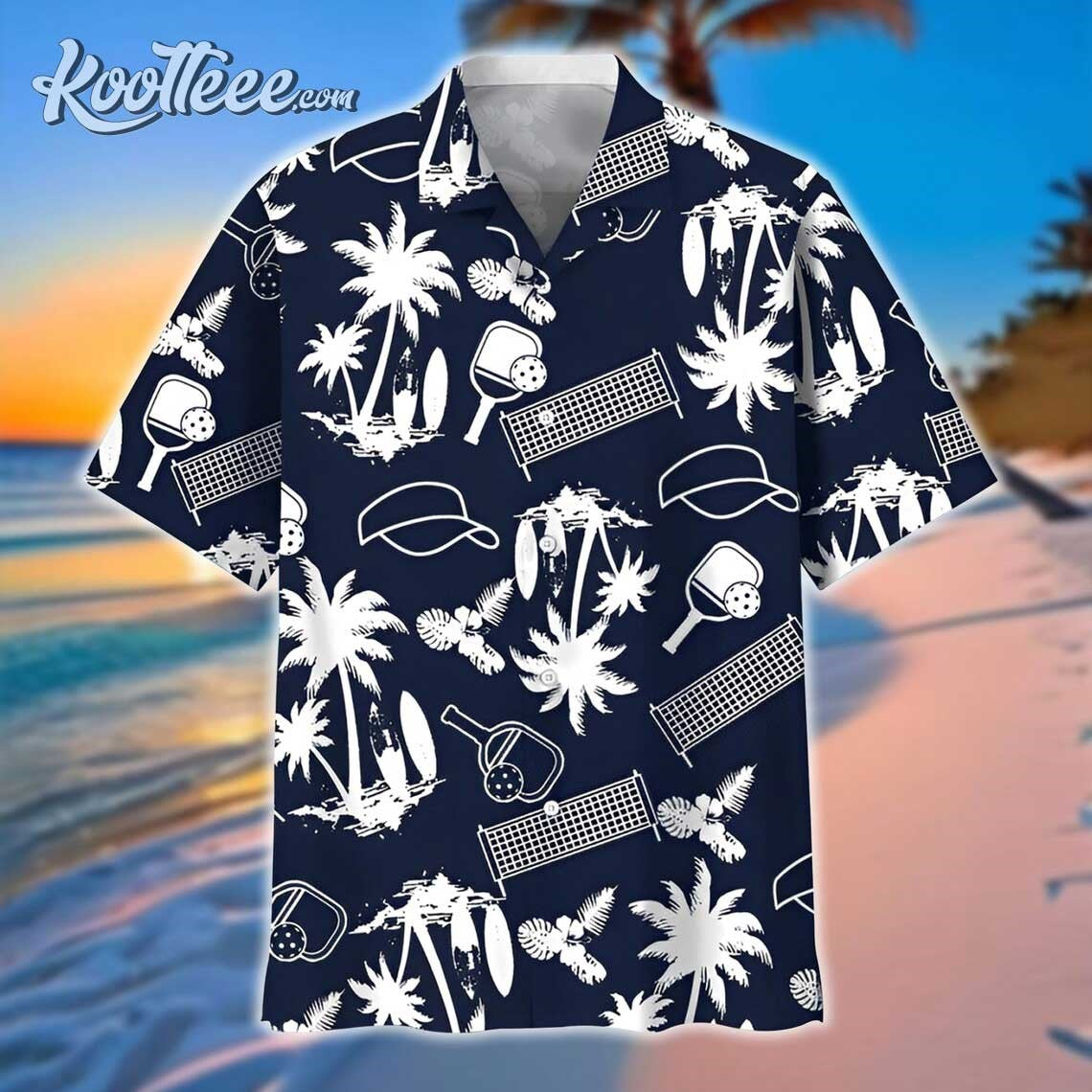 Pickleball Paddle Mesh Surf Cap Summer Hawaiian Shirt