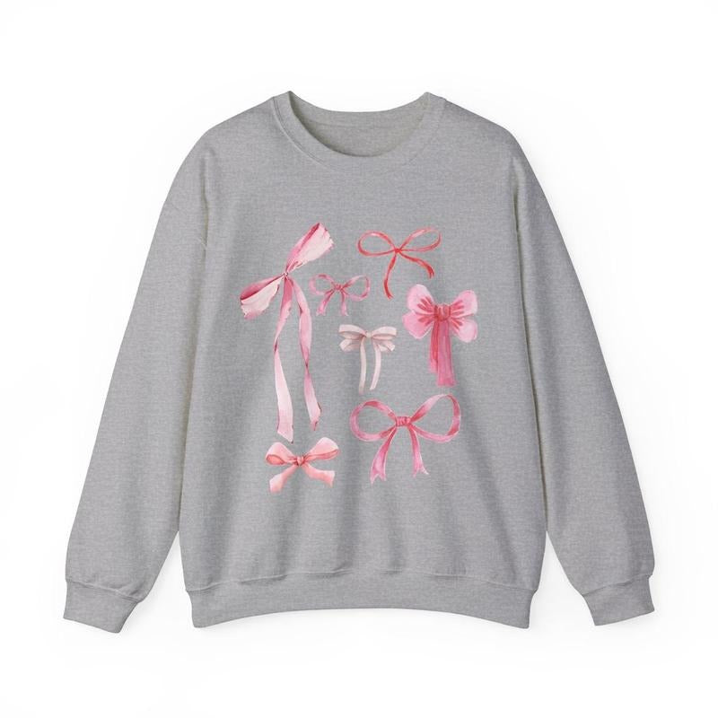 Pink Bow Crewneck Sweatshirt T-Shirts, Hoodie | InkThreadWorks.com