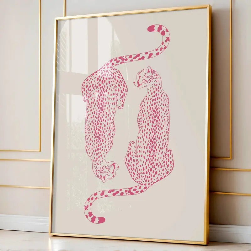Pink Cheetah Wall Print, Trendy Pink Funky Wall Art, Cheetah Poster, Apartment Decor, Preppy Room Decor, College Dorm Decor, Leopard Poster