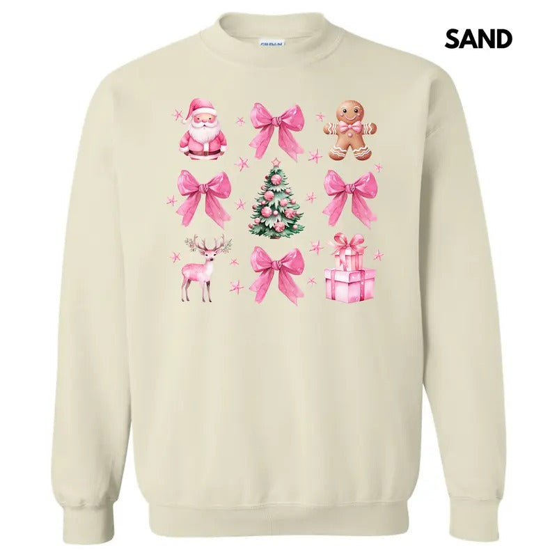 Pink Coquette Christmas Collage Sweatshirt 'NLB' T-Shirts, Hoodie | InkThreadWorks.com