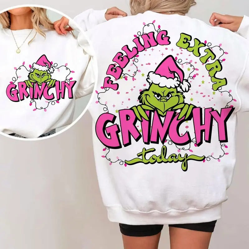 Pink Feeling Extra Grincy Today shirt Hoodie Sweatshirt, Pink Christmas, Grinc Christmas , Retro Christmas , Christmas...