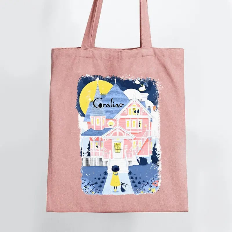Pink Palace Tote Bags, Be Careful What Your Wish For canva Tote bag, Coraline Merchandise, Horror Movie Coraline, Halloween Movies, Christmas Gift