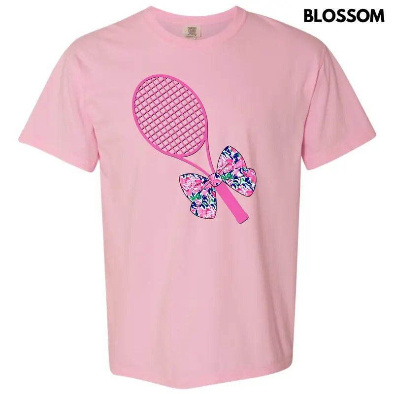 Pink Tennis Racket Comfort Colors T-Shirt 'NLB' Hoodie, Sweatshirt | InkThreadWorks.com