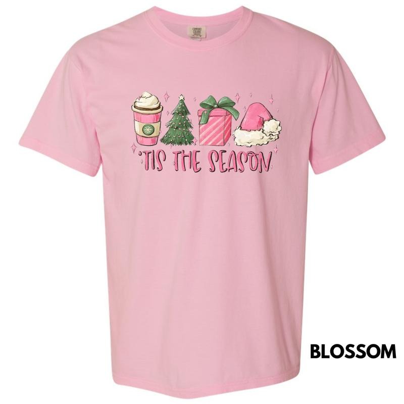 Pink Tis The Season Christmas Comfort Colors T-Shirt Hoodie, Sweatshirt | InkThreadWorks.com