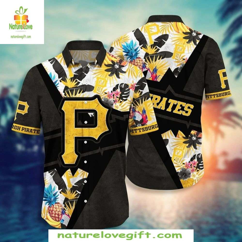 Pittsburgh Pirates Hawaiian Shirt Tropical Contrast MLB Baseball Apparel