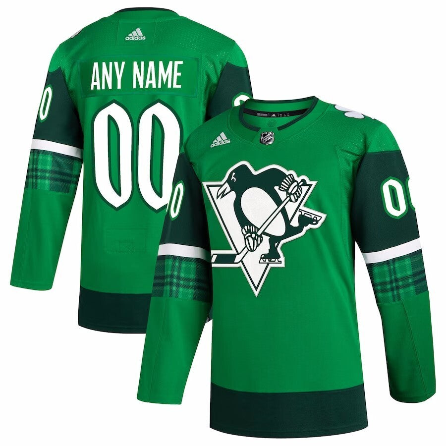 Pittsburgh Penguins adidas 2023 St. Patrick's Day Primegreen Authentic Custom Jersey - Kelly Green