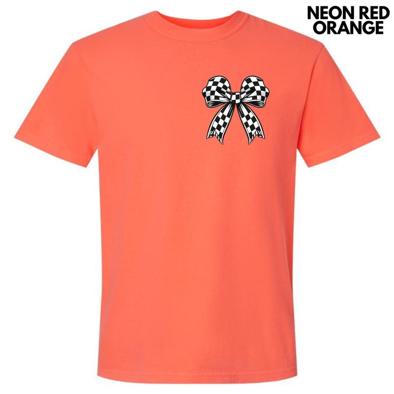 Pocket Size - Black Checkered Bow Comfort Colors T-Shirt 'NLB' Hoodie, Sweatshirt | InkThreadWorks.com