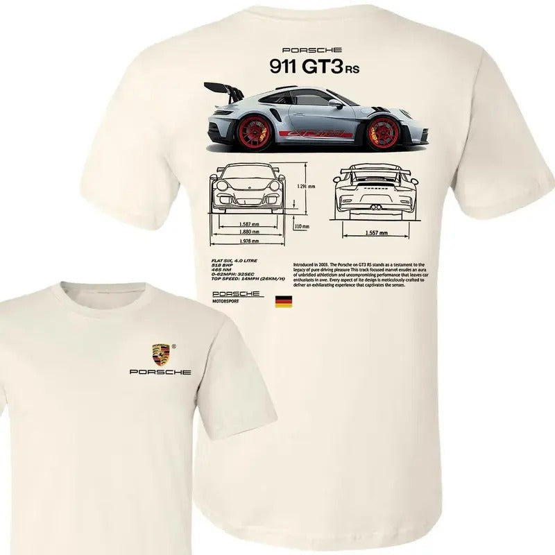 Porsche 911 GT3 RS Aesthetic T-shirt - Unisex T-Shirt for Fans Cotton Classic Menswear