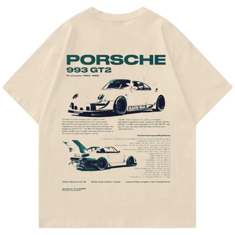 Porsche 993 GT2 T-shirt Light, Car Enthusiast Shirt, Car Clothing Hoodie, Sweatshirt | InkThreadWorks.com