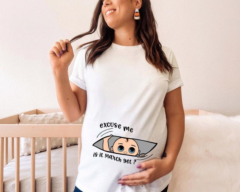 Pregnancy Announcement Shirt, Excuse Me Is It July Yet, Custom Maternity Shirt, Baby Boy Announcement Shirt, Baby Shower...