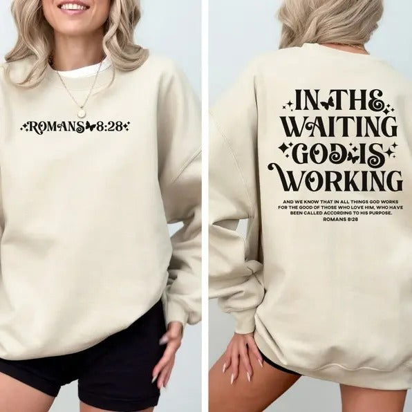 Premium Romans 8:28 Christian Sweatshirt Bible Verse, Aesthetic Christian Sweatshirts, Jesus Hoodie, Church hoodie,...
