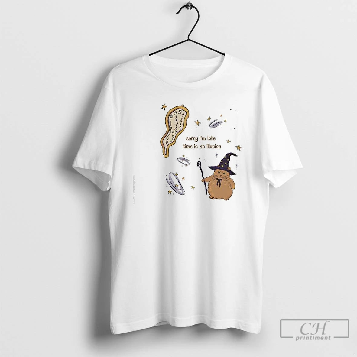 Premium Cat Sorry Im Late Time An Illusion T-Shirts, Hoodie, Sweatshirt | InkThreadWorks.com
