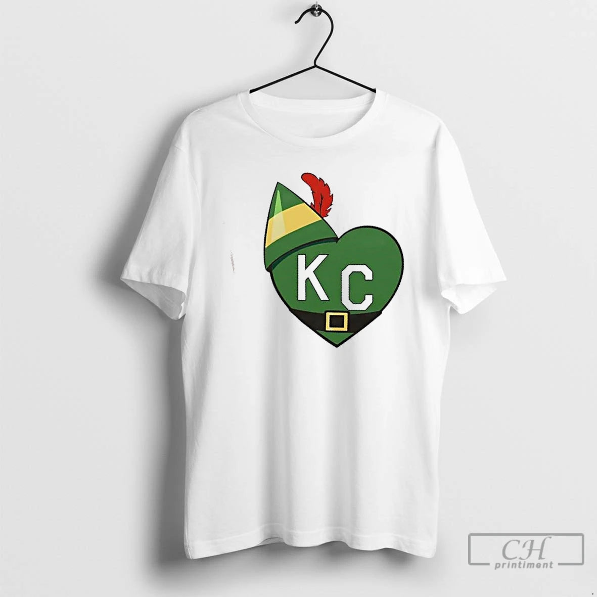 Premium Cheerful Elf Kc Heart T-Shirts, Hoodie, Sweatshirt | InkThreadWorks.com