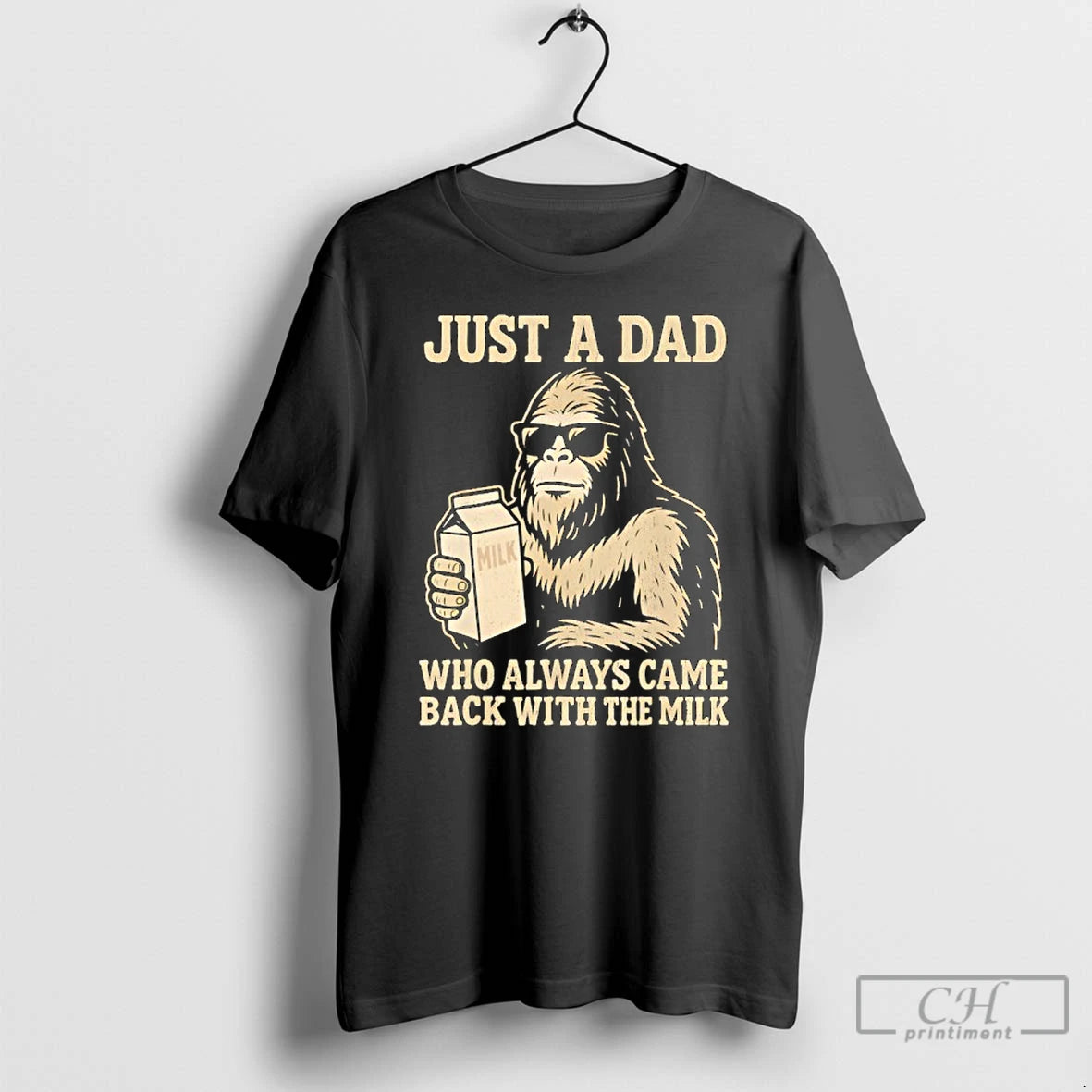 Premium Dad Bigfoot Just A Dad Who Always Came Back With Milk T Shirts Sweater Hoodie, Sweatshirt | InkThreadWorks.com