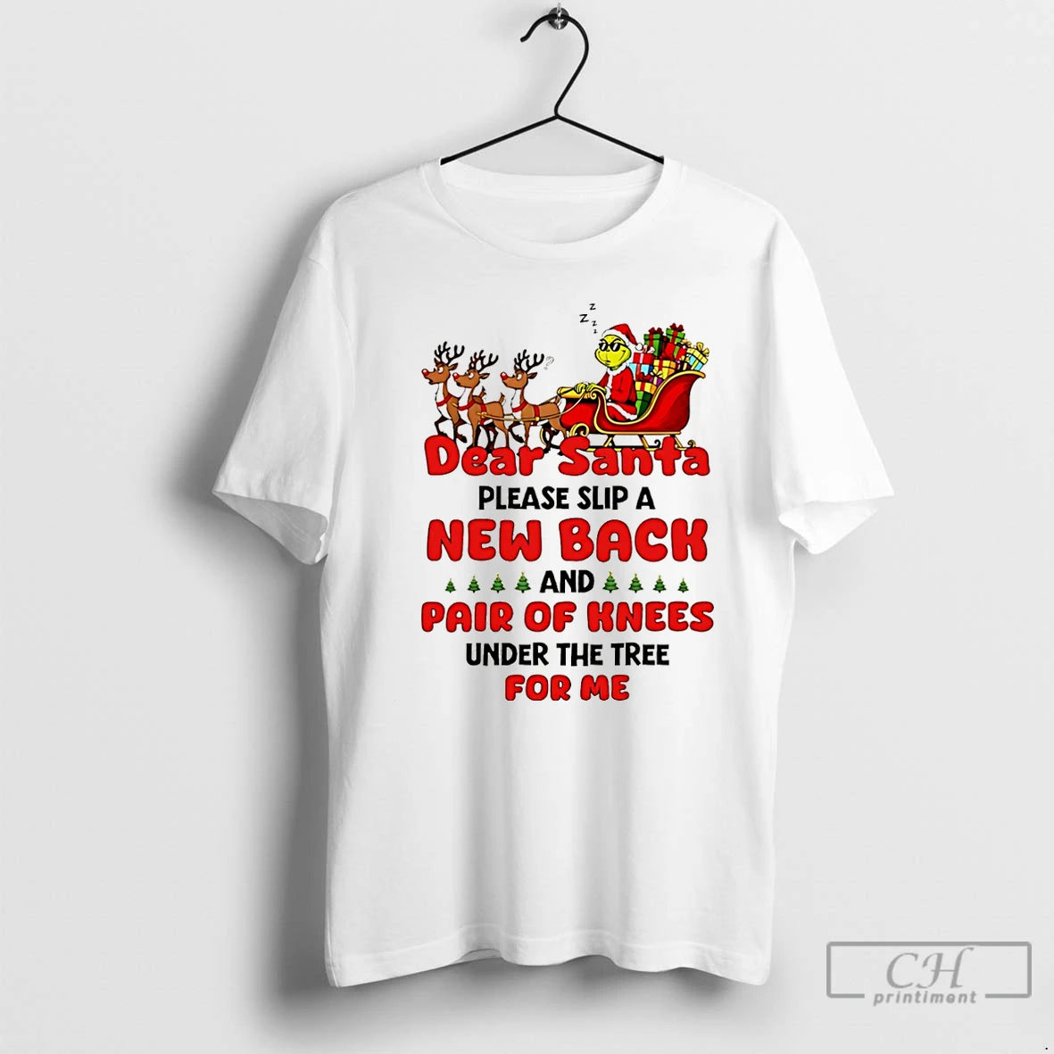Premium Dear Santa Please Slip A New Back And Pair Of Knees Under The Tree T-Shirts, Hoodie, Sweatshirt | InkThreadWorks.com
