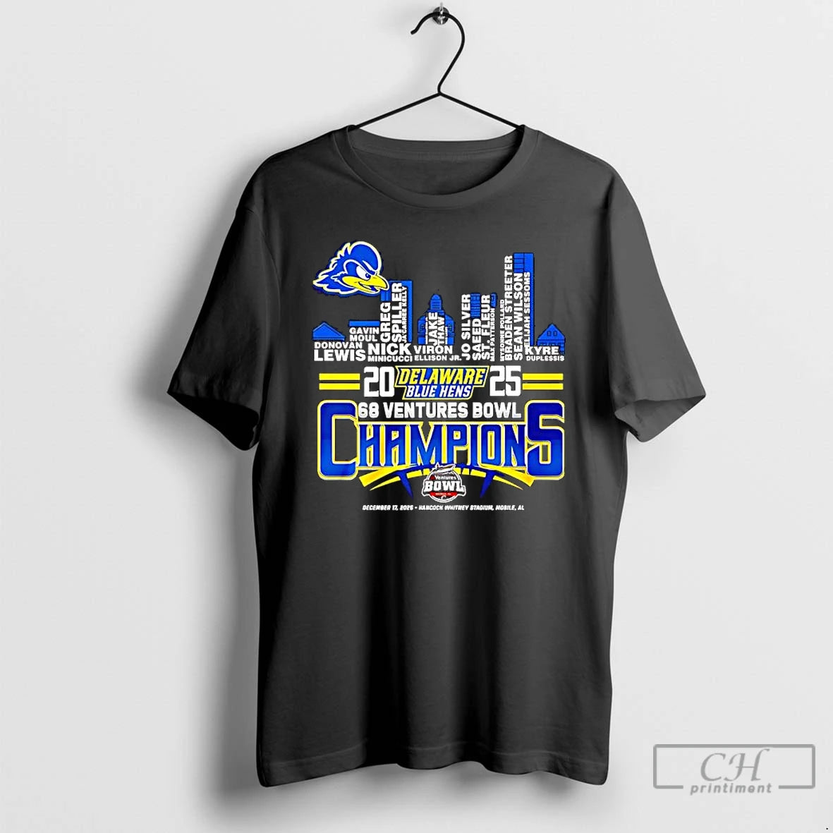 Premium Delaware Fightin Blue Hens Champions Name Players Skyline City T-Shirts, Hoodie, Sweatshirt | InkThreadWorks.com