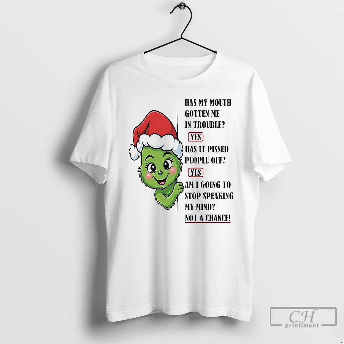 Premium Grinch Has My Mouth Gotten Me In Trouble Pissed People Off Christmas T Shirts Hoodie, Sweatshirt | InkThreadWorks.com