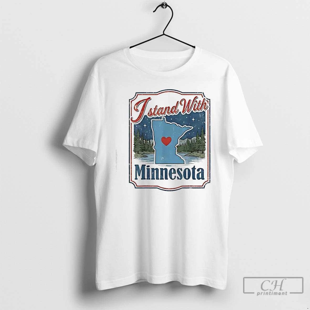 Premium I Stand With Minnesota Retro Map T-Shirts, Hoodie, Sweatshirt | InkThreadWorks.com