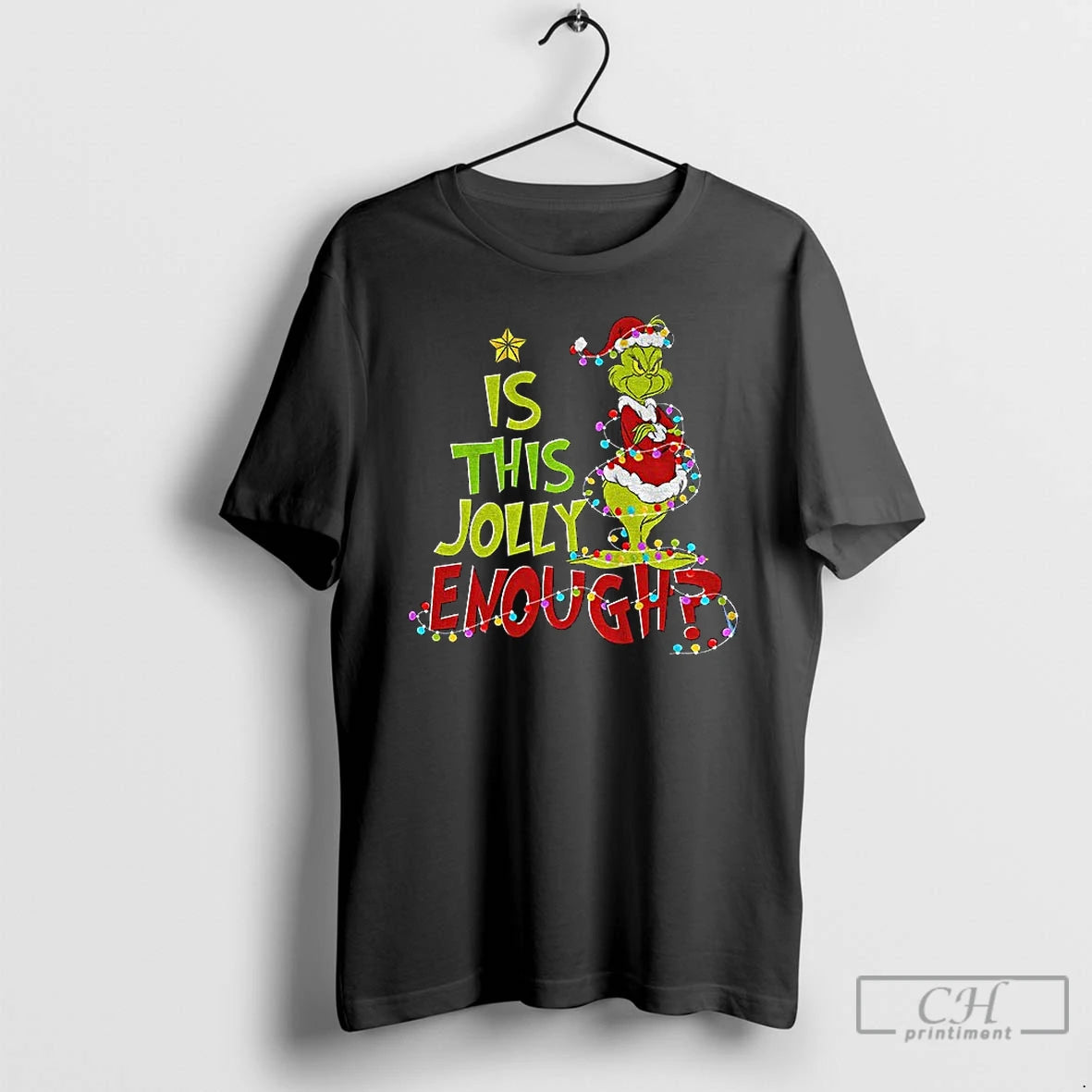 Premium Is This Jolly Enough Grinch Santa Merry Christmas T-Shirts, Hoodie, Sweatshirt | InkThreadWorks.com
