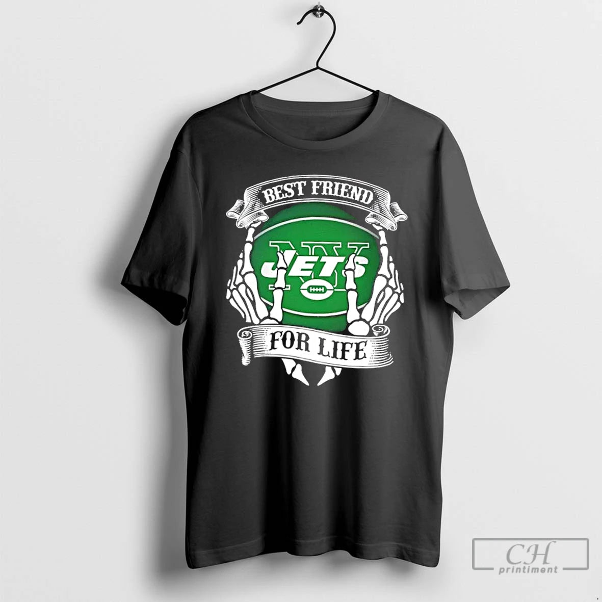 Premium New York Jets Football Best Friend For Life Hands Bones T-Shirts, Hoodie, Sweatshirt | InkThreadWorks.com