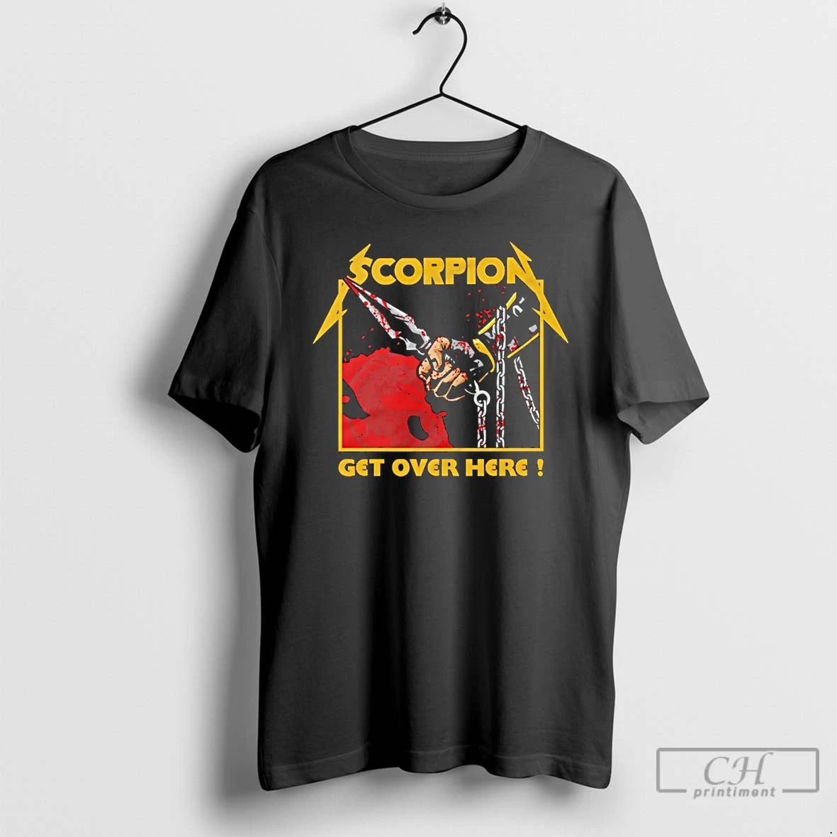 Premium Scorpion Mortal Kombat Get Over Here T-Shirts, Hoodie, Sweatshirt | InkThreadWorks.com