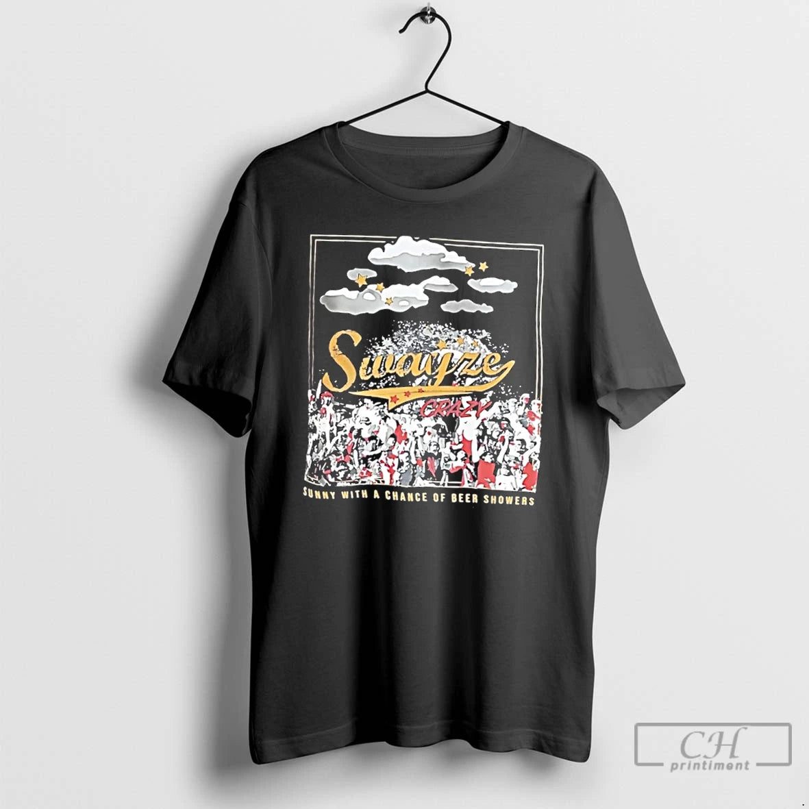 Premium Swayze Crazy Sunny With A Chance Of Beer Showers T-Shirts, Hoodie, Sweatshirt | InkThreadWorks.com