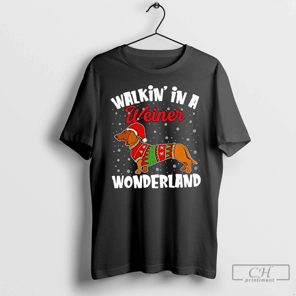 Premium Walkin In A Wiener Wonderland Christmas T-Shirts, Hoodie, Sweatshirt | InkThreadWorks.com
