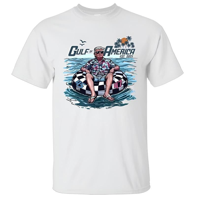 President Trump 45th 47th CHillin On The Gulf of America Unisex 100% Cotton Crewneck Graphic Printed T-Shirt Est. 2025 Comfort Top for Men and Women