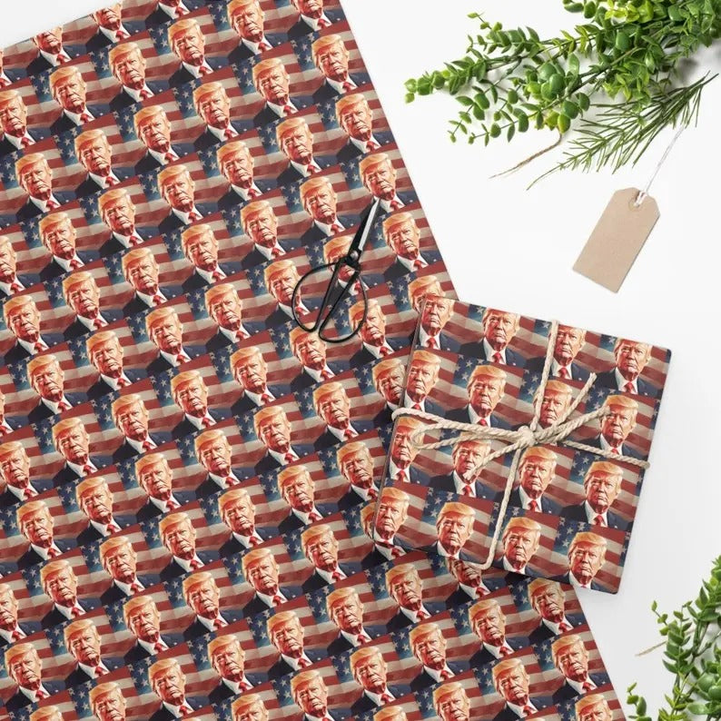 Presidential Wrapping Paper Trump Wrapping, Paper Holiday, Christmas, Gift Wrap T-Shirts, Hoodie, Sweatshirt